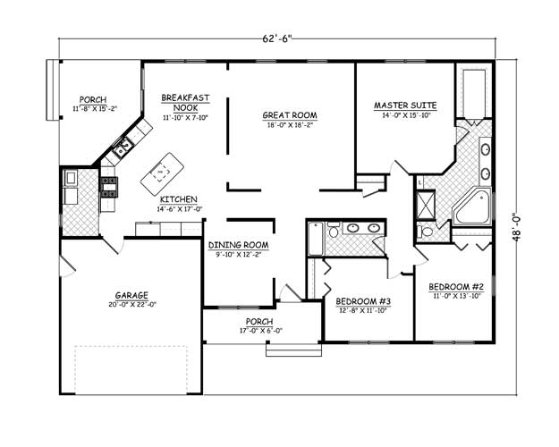 Home Plan Designs and Blueprints: Bedrooms: 3 Bathrooms: 2 Heated